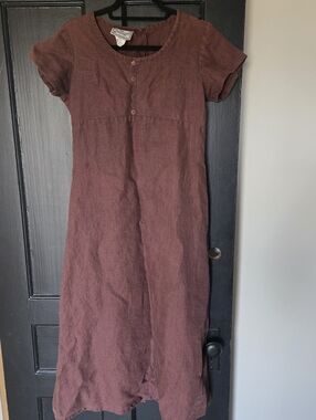 100% Linen Summer Dress Back Button Down